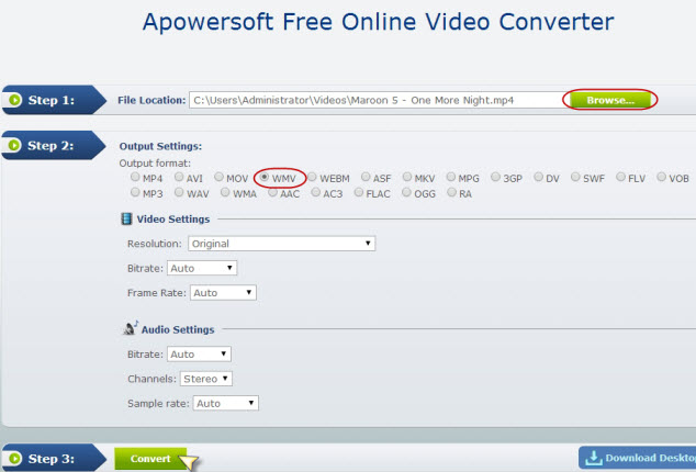 convert URL to WMV