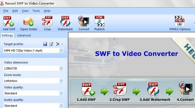 screenshot of recool SWF converter