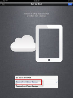 restore iPad from iCloud directly