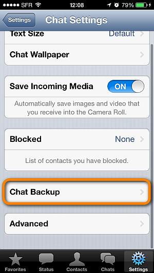 backup WhatsApp chat history on iPhone