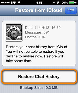 recover WhatsApp messages via iCloud