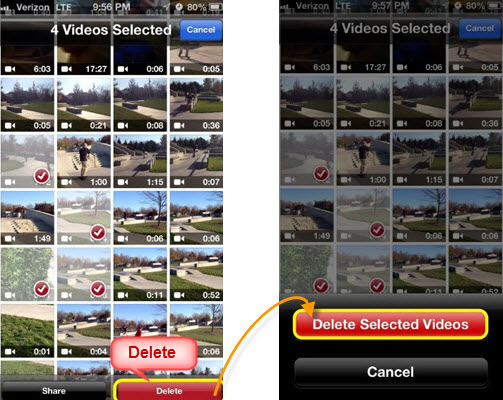 delete iPhone camera roll video