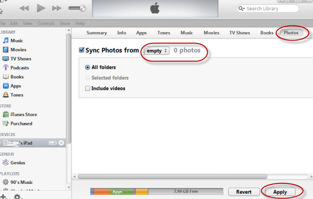 screenshot of deleting photos from photo library