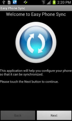 Easy Phone Sync screenshot on phone