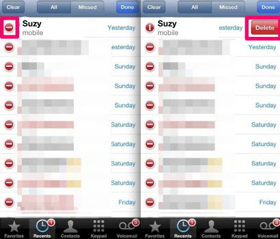 delete multiple call records on iPhone