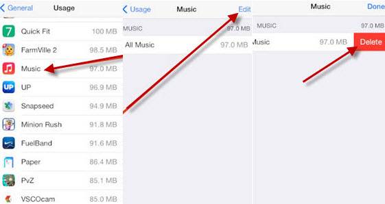 delete the entire music library from iPhone