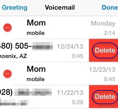 delete multiple voicemails from iPhone