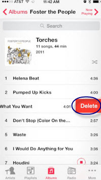 delete a song in music app