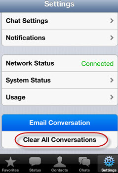 clear all conversations in whatsapp