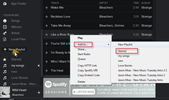 create Spotify playlist