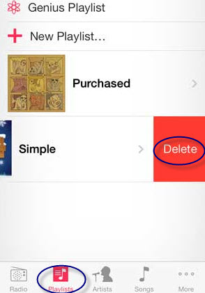 delete a playlist in Music app