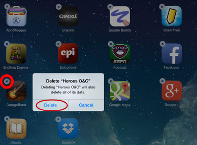 delete an app on iPad