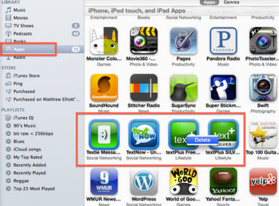 delete app with iTunes screenshot 1