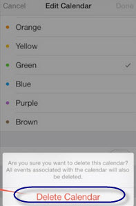 delete iPhone calendars manually