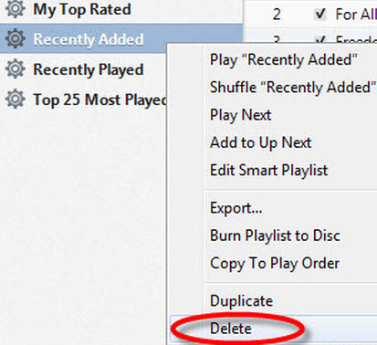 delete playlist with iTunes