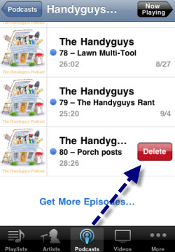 delete podcasts on iPhone directly