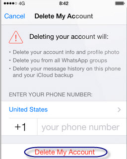delete WhatsApp account