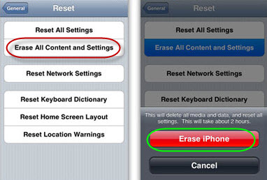 erase iPhone content and settings