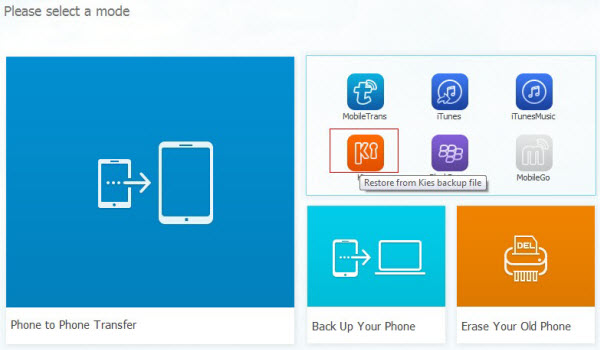 restore from kies via Phone Transfer