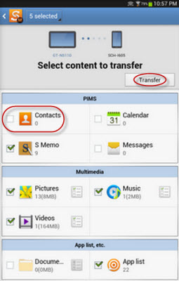 wirelessly transfer data between Samsung phones