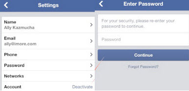 delete Facebook account on iPhone