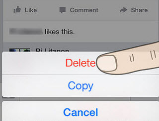 delete Facebook comments on iPhone