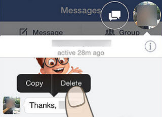 delete Facebook single message on iPhone