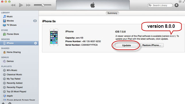 upgrade to iOS 8 with iTunes