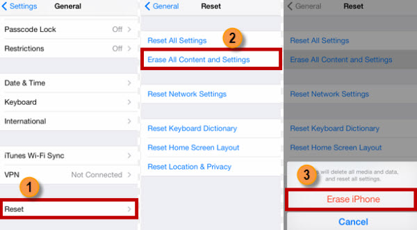 erase all content and settings screenshot