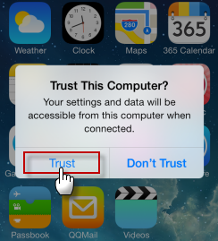 iPhone Trust button