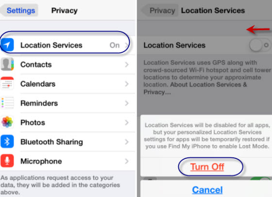 turn off location services