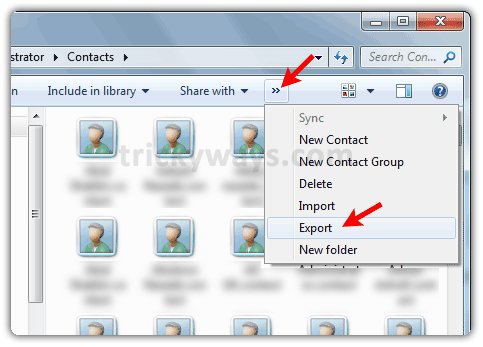 Export contacts