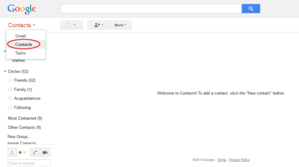 Access contacts via Google Gmail