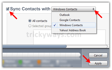 Sync contacts with Windows