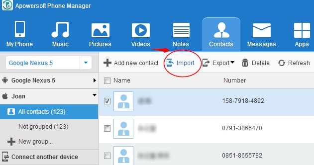 Import contacts from computer to iPhone