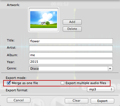 merge while exporting file