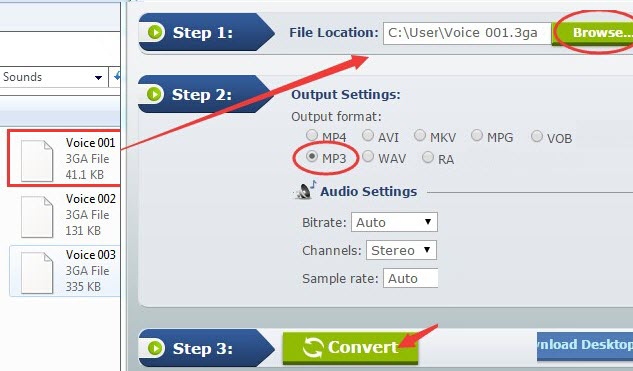 Convert 3ga to mp3