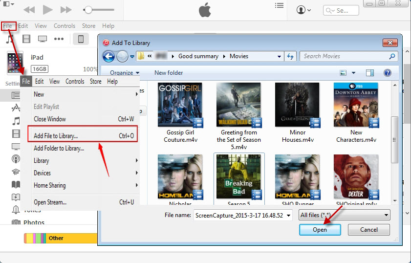 transfer movies to with iTunes