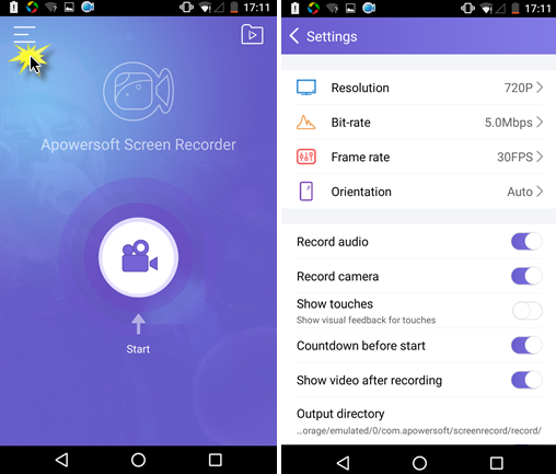 record Android Lollipop screen