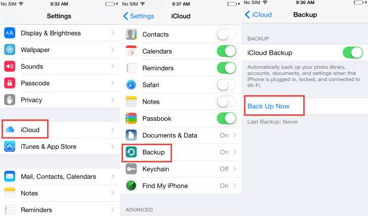 iCloud backup iPad