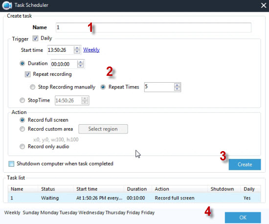 schedule webrtc recording