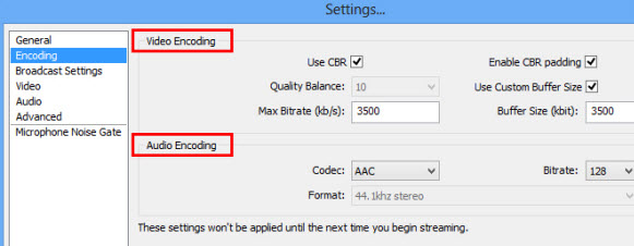 Configure settings in OBS