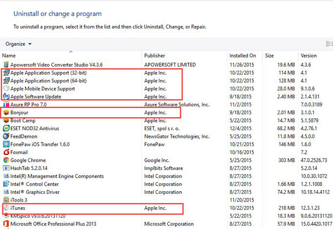 uninstall components