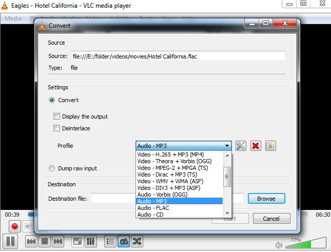 convert OGG to MP3 VLC