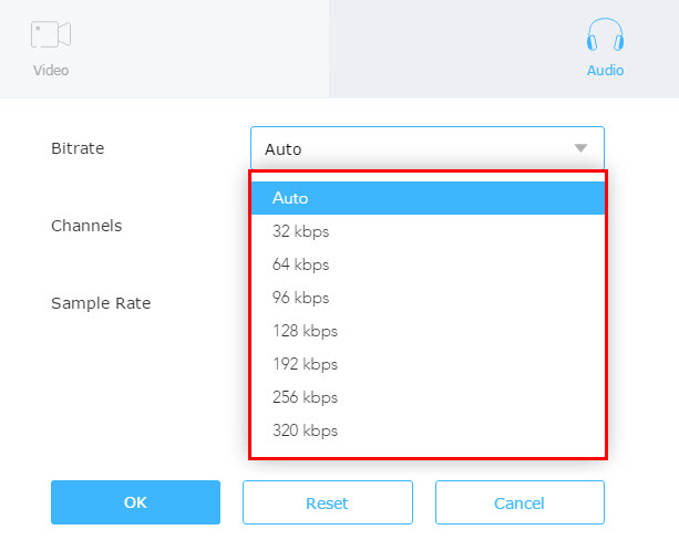 bitrate settings