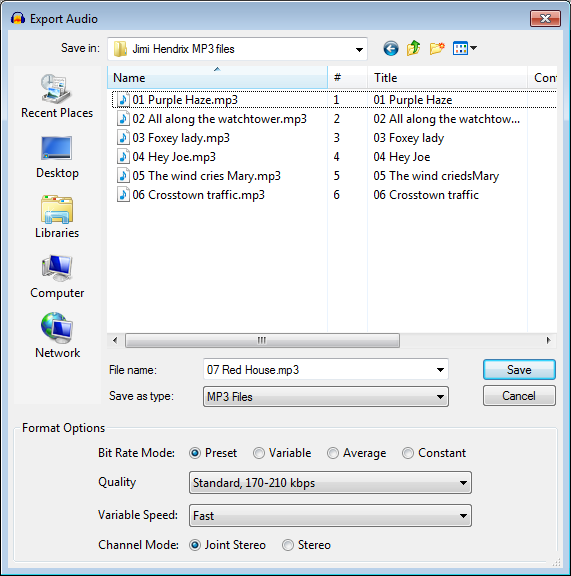 Audacity convert MP3 to 320kbps