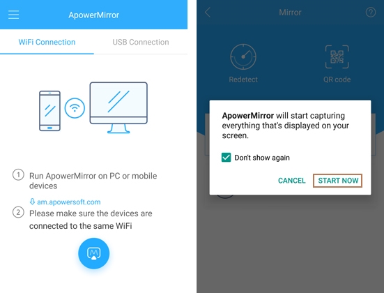 ApowerMirror App Interface