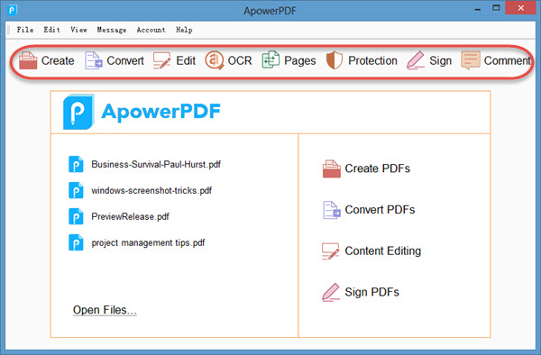 ApowerPDF interface