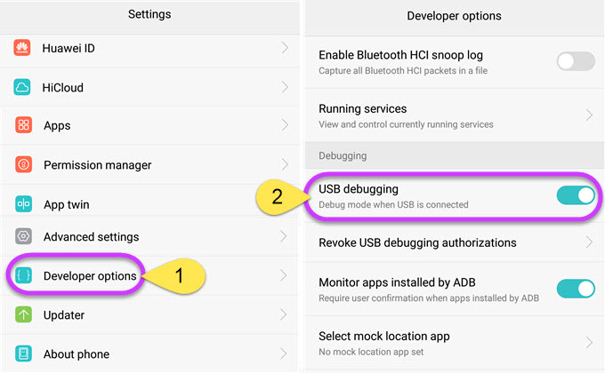 Connect Android to PC via USB cable