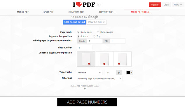 add page numbering online